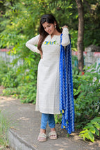 White cotton embroidery kurti