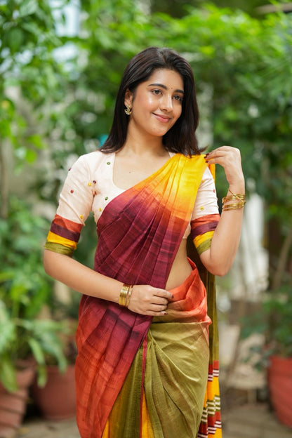 Multi pure tussar silk saree