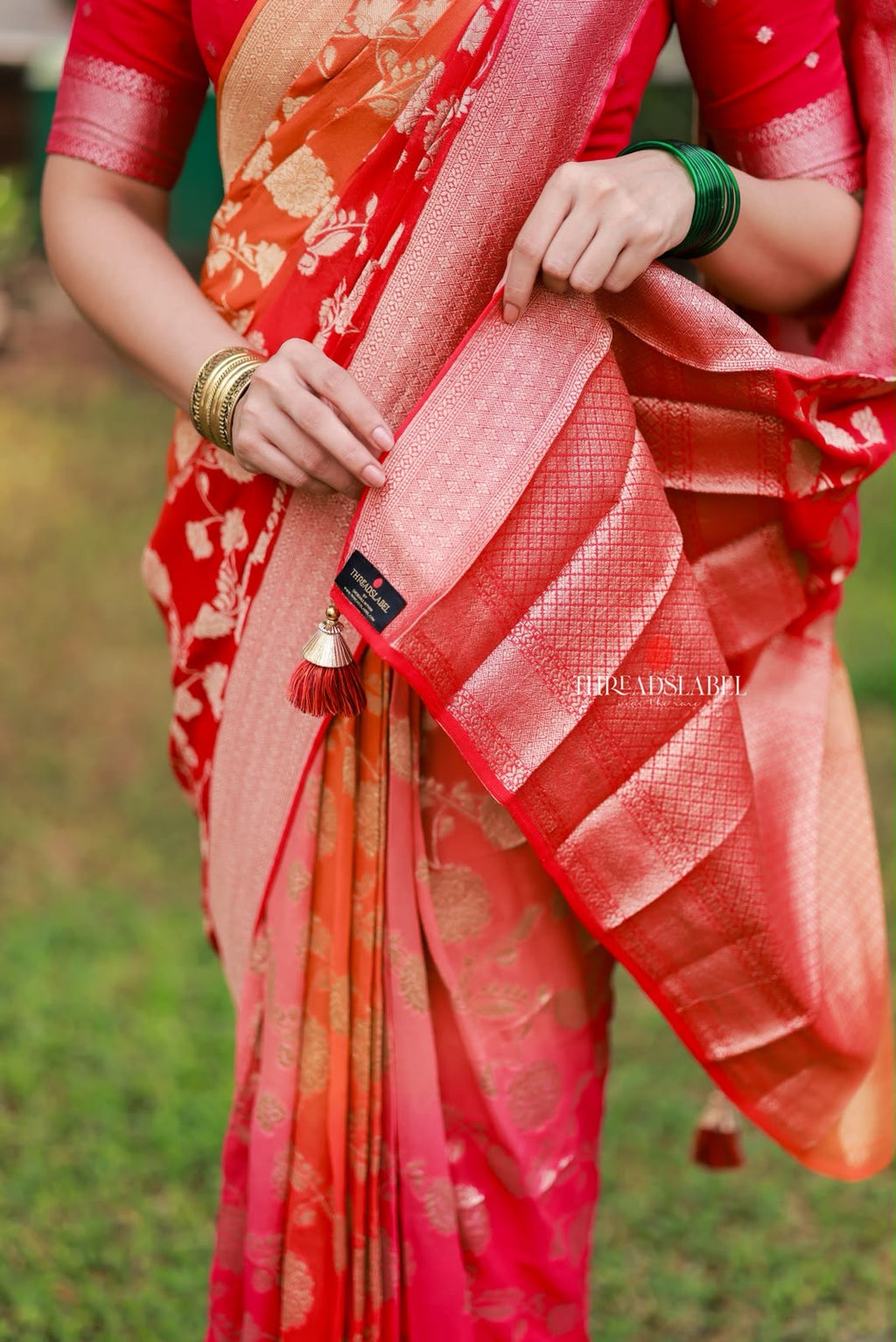 Multi banarasi georgette saree with hand work blouse