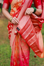 Multi banarasi georgette saree with hand work blouse
