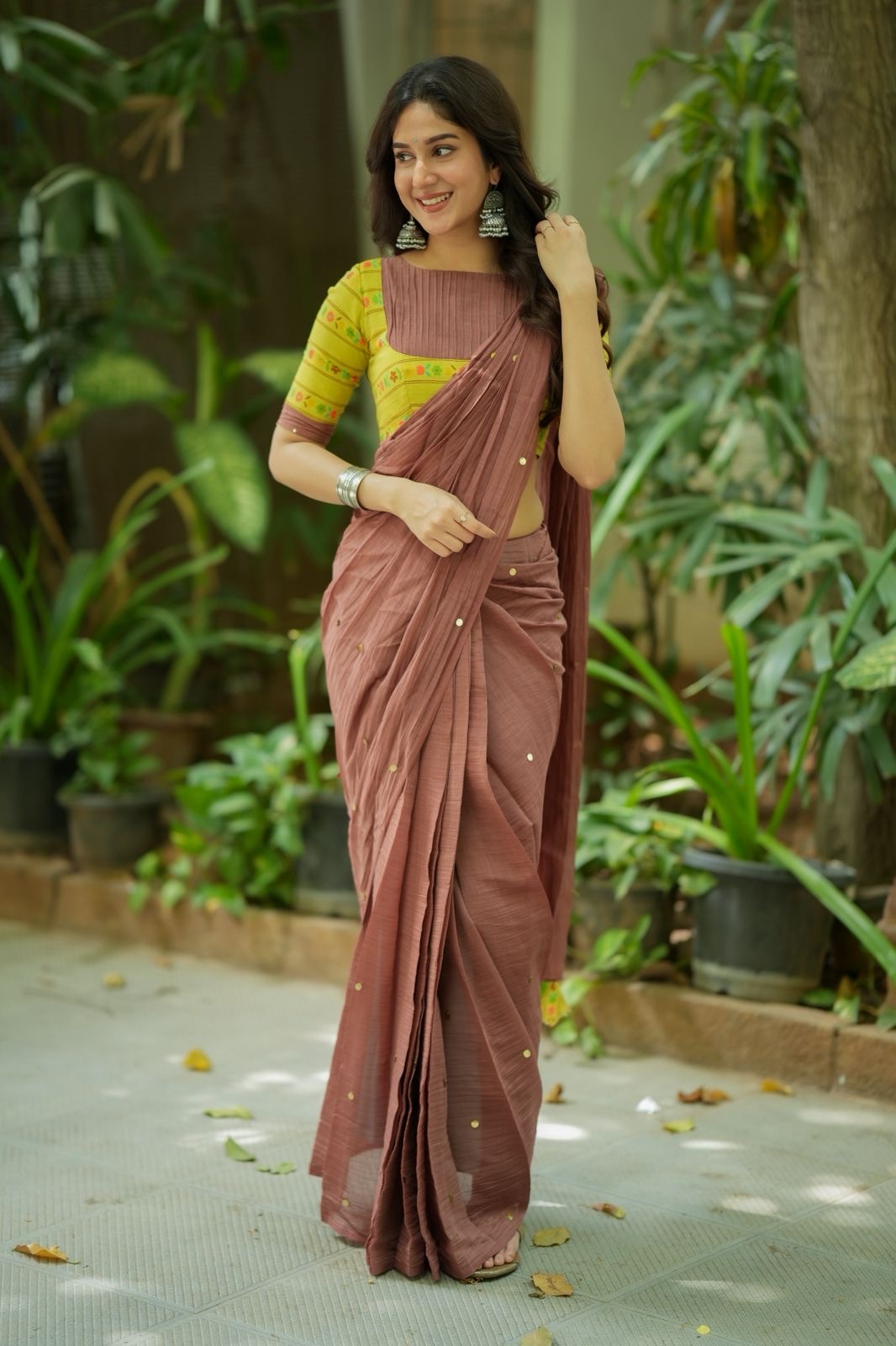 Lime yellow floral print blouse (Only blouse)