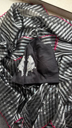 Black silk sleeve bird hand work blouse ( Only Blouse )