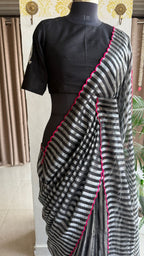Black silk sleeve bird hand work blouse ( Only Blouse )