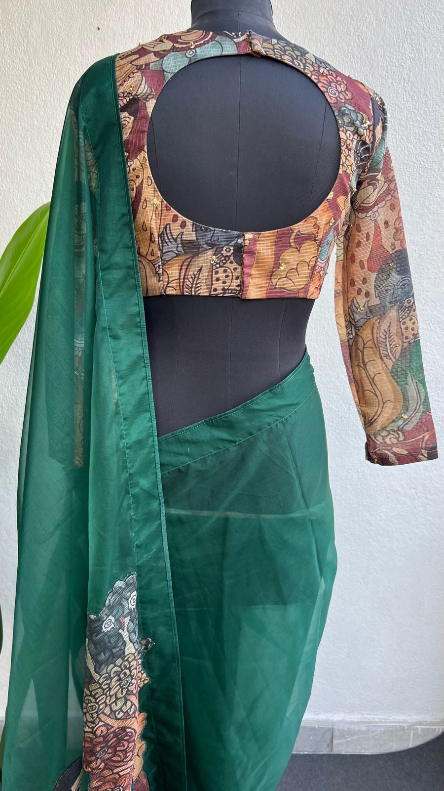 Brown kota kalamkari hand work blouse