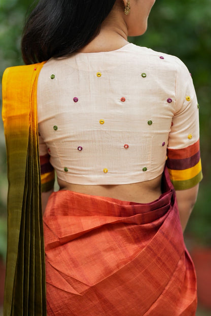 Multi pure tussar silk saree