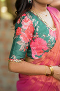 Peacock blue bhagalpuri hand work blouse (only blouse)
