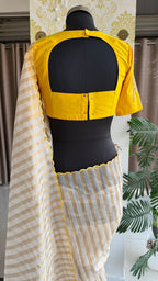 Yellow silk sleeve bird hand work blouse ( Only blouse )