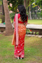 Multi banarasi georgette saree with hand work blouse