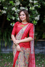 Fenu red kalamkari silk saree (only saree)