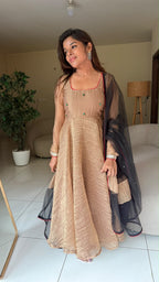 Gold tissue embroidery salwar set