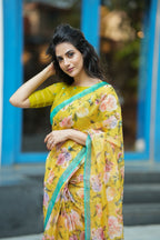 Fenugreek floral organza designer saree