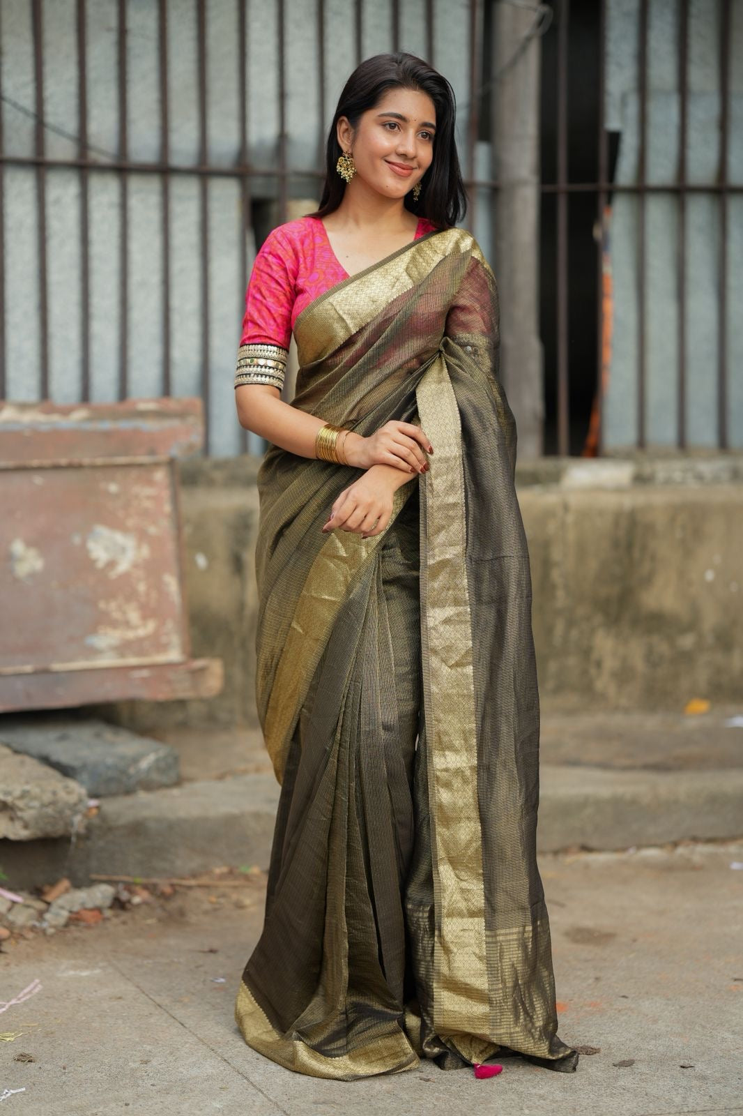 Pink ikkat hand work blouse (only blouse)