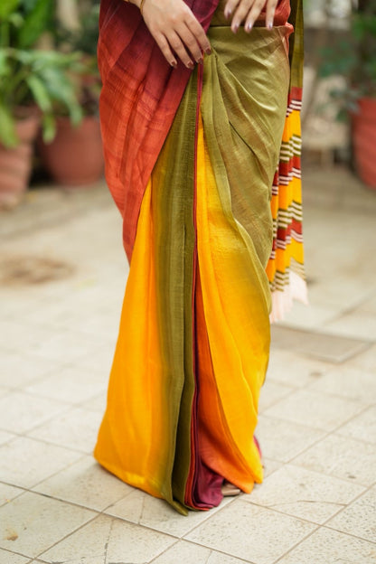 Multi pure tussar silk saree