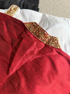 Maroon silk collar hand work blouse