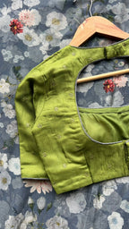 Green soft jute embroidered blouse (only blouse