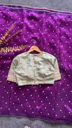 Pista green tissue banarasi mirror blouse (only blouse)