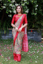 Fenu red kalamkari silk saree (only saree)