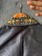 Black silk collar hand worked blouse