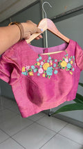 Pink tissue floral embroidery blouse (only blouse)