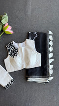 White silk shoulder hand embroidery blouse (only blouse)