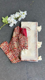 Maroon red cotton kalamkari blouse