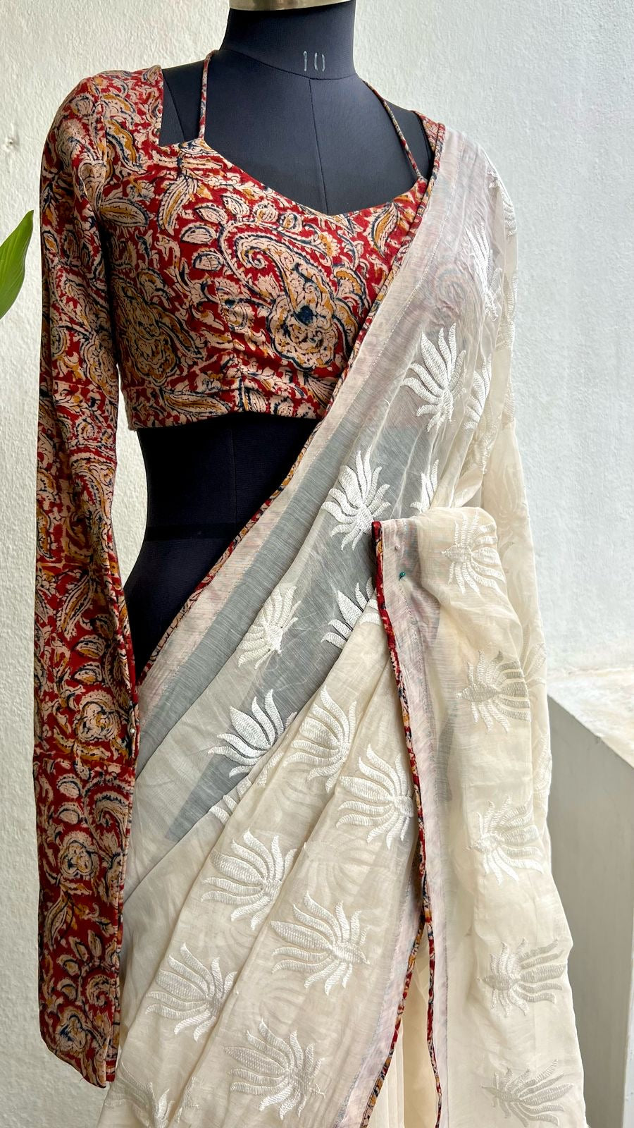 Maroon red cotton kalamkari blouse