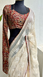 Maroon red cotton kalamkari blouse
