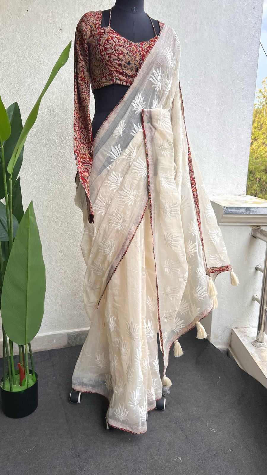 Maroon red cotton kalamkari blouse