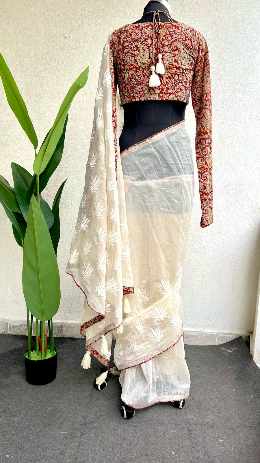 Maroon red cotton kalamkari blouse