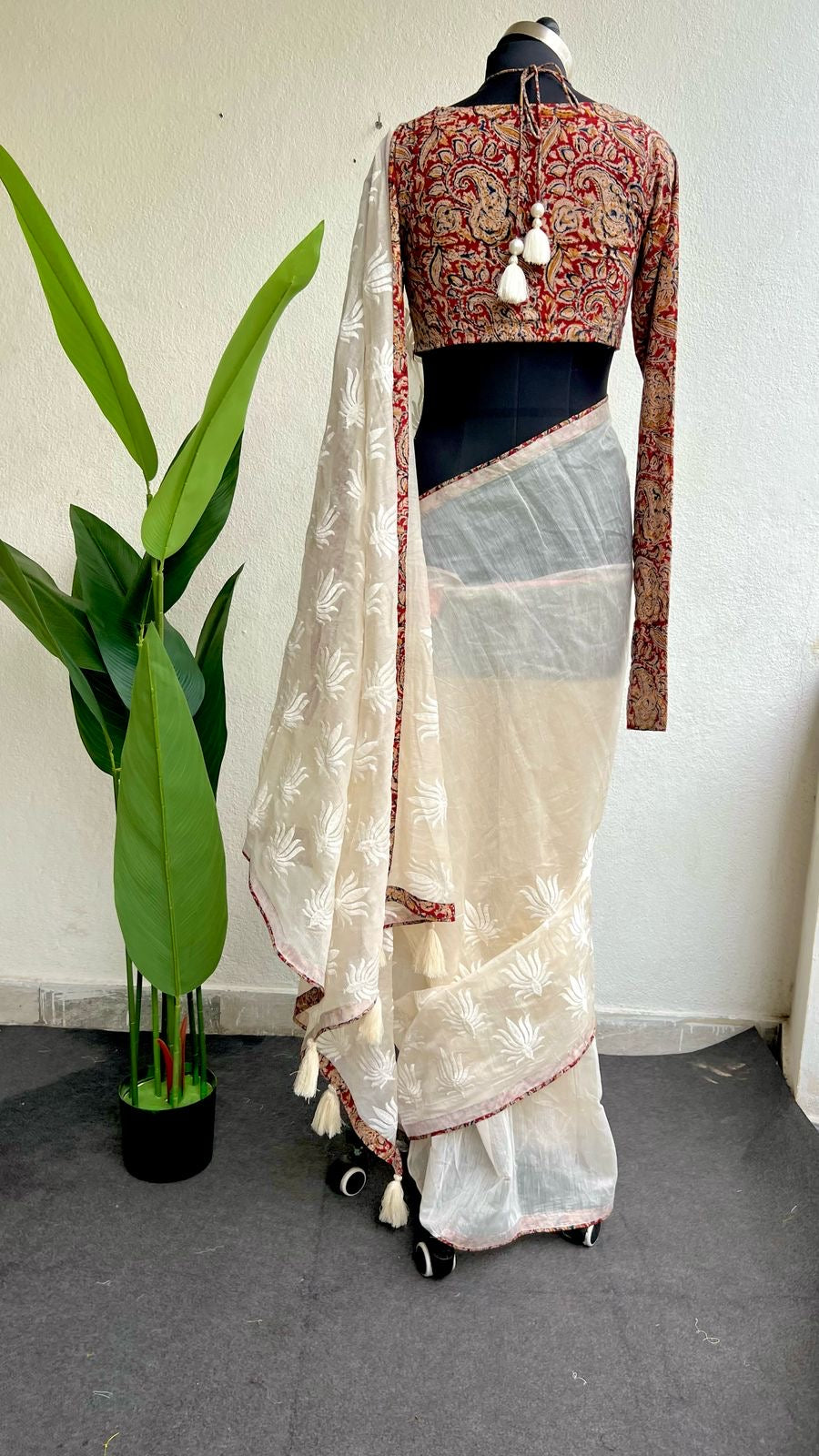 Maroon red cotton kalamkari blouse