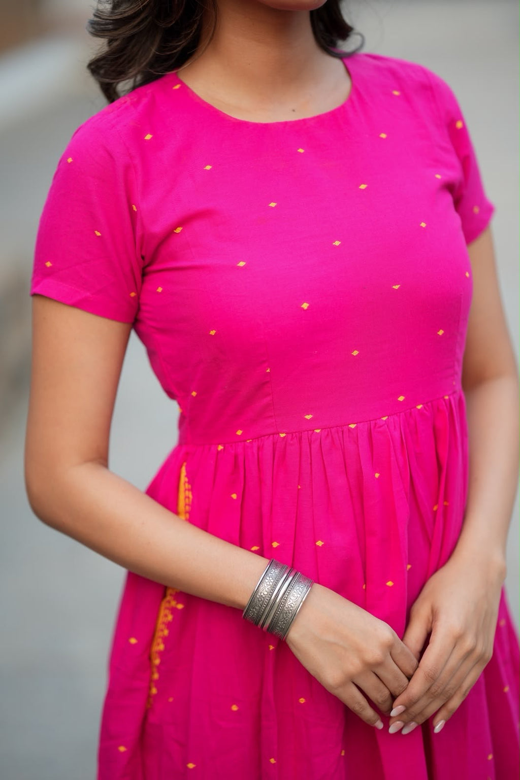 Pink cotton double layered maxi top