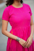 Pink cotton double layered maxi top