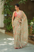 Red silk mirror hand work blouse (only blouse)