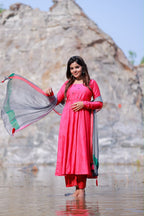 Pink silk embroidery salwar set
