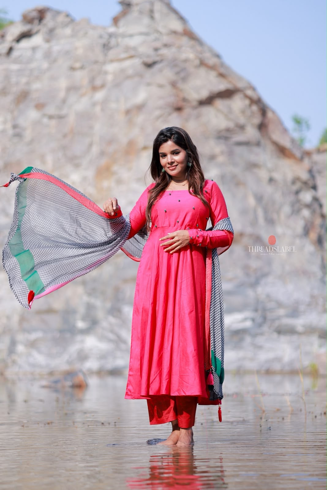 Pink silk embroidery salwar set
