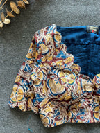 Maroon & cream floral printed cotton blouse
