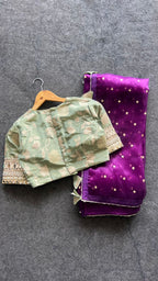 Pista green tissue banarasi mirror blouse (only blouse)