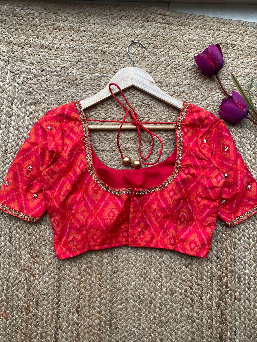 Silk blouse hand work design 1006