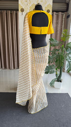 Yellow silk sleeve bird hand work blouse ( Only blouse )