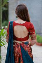 Maroon kalamkari handwork lehenga
