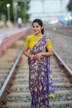 Lime yellow embroidery hand work blouse(only blouse)