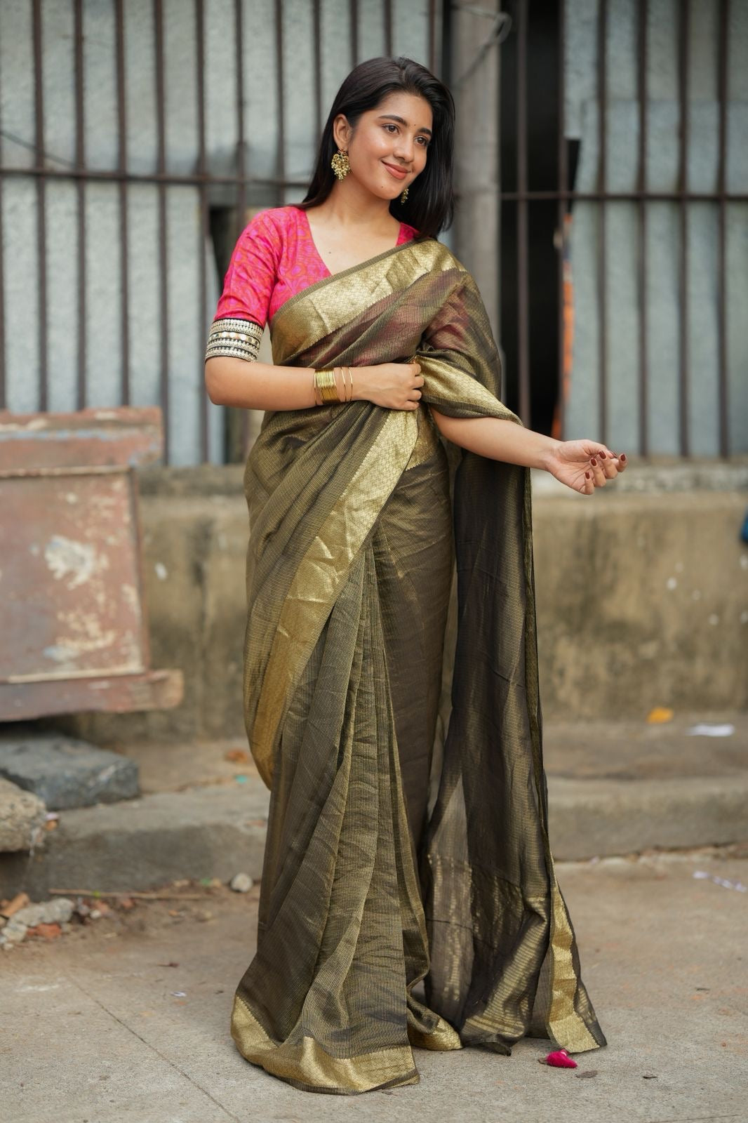 Pink ikkat hand work blouse (only blouse)