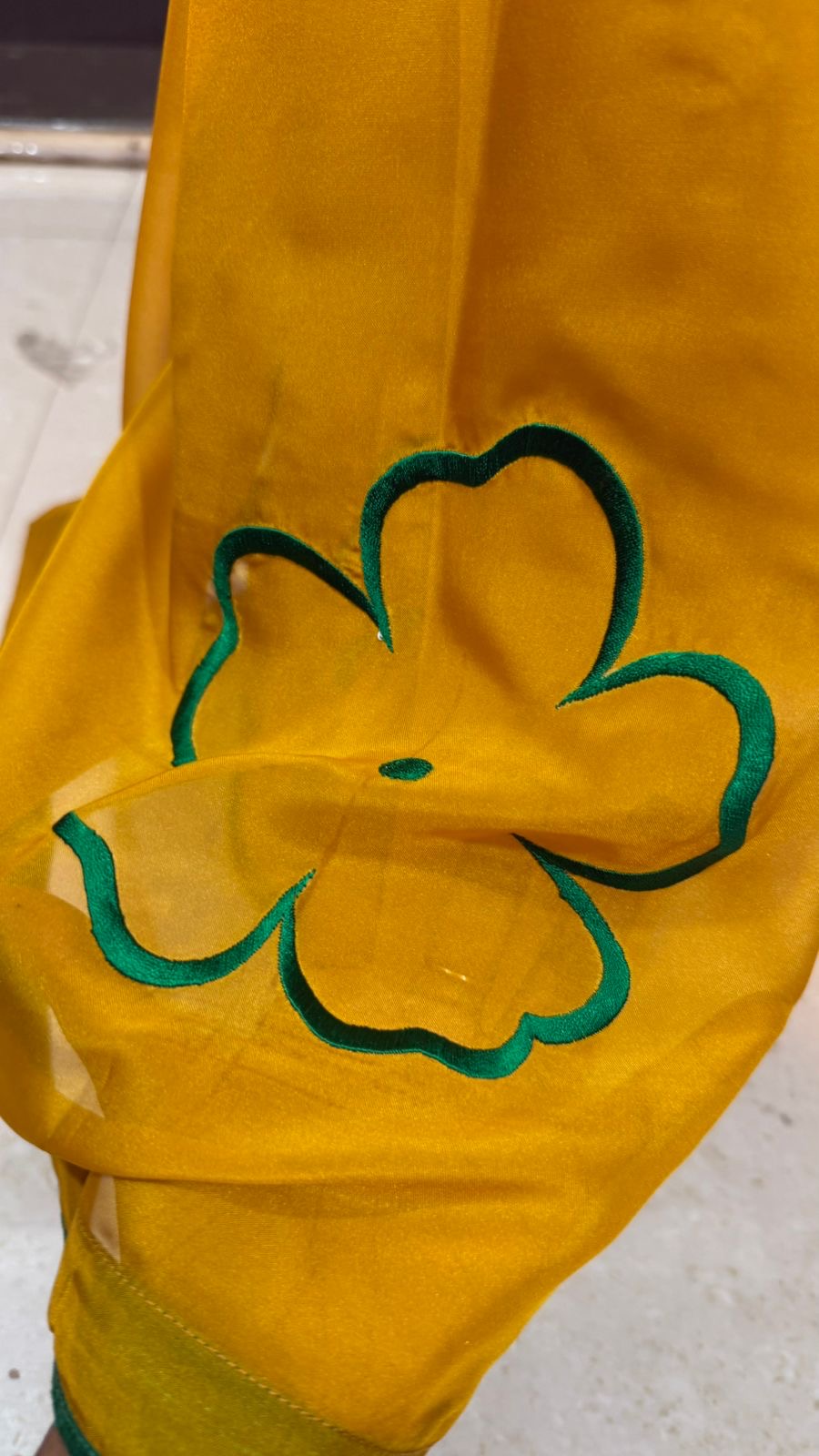 Mustard yellow soft organza saree with embroidery blouse