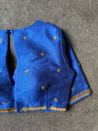 Blue silk shoulder hand worked blouse