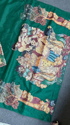 Green soft organza saree with kota kalamkari blouse