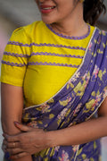 Lime yellow embroidery hand work blouse(only blouse)