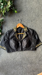 Black silk collar hand worked blouse