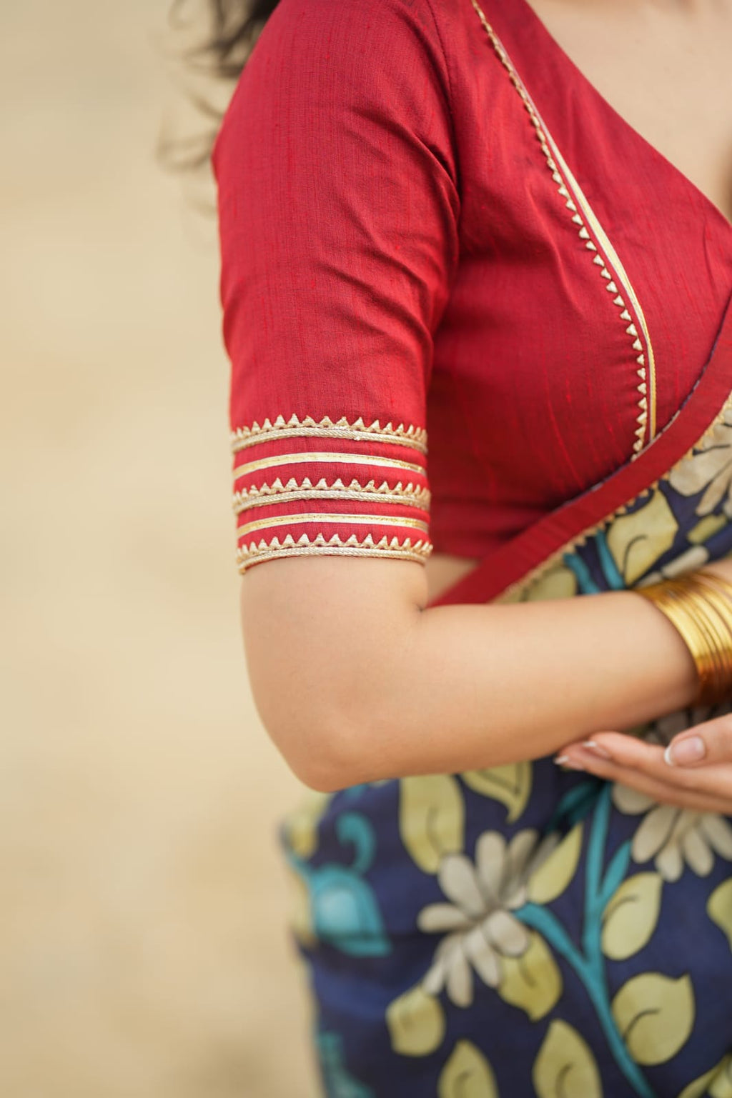 Maroon kota patti hand work blouse (only blouse)