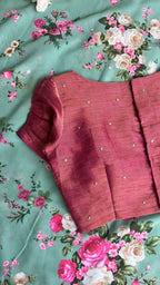 Pink tissue floral embroidery blouse (only blouse)