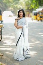 Black silk heavy embroidery blouse